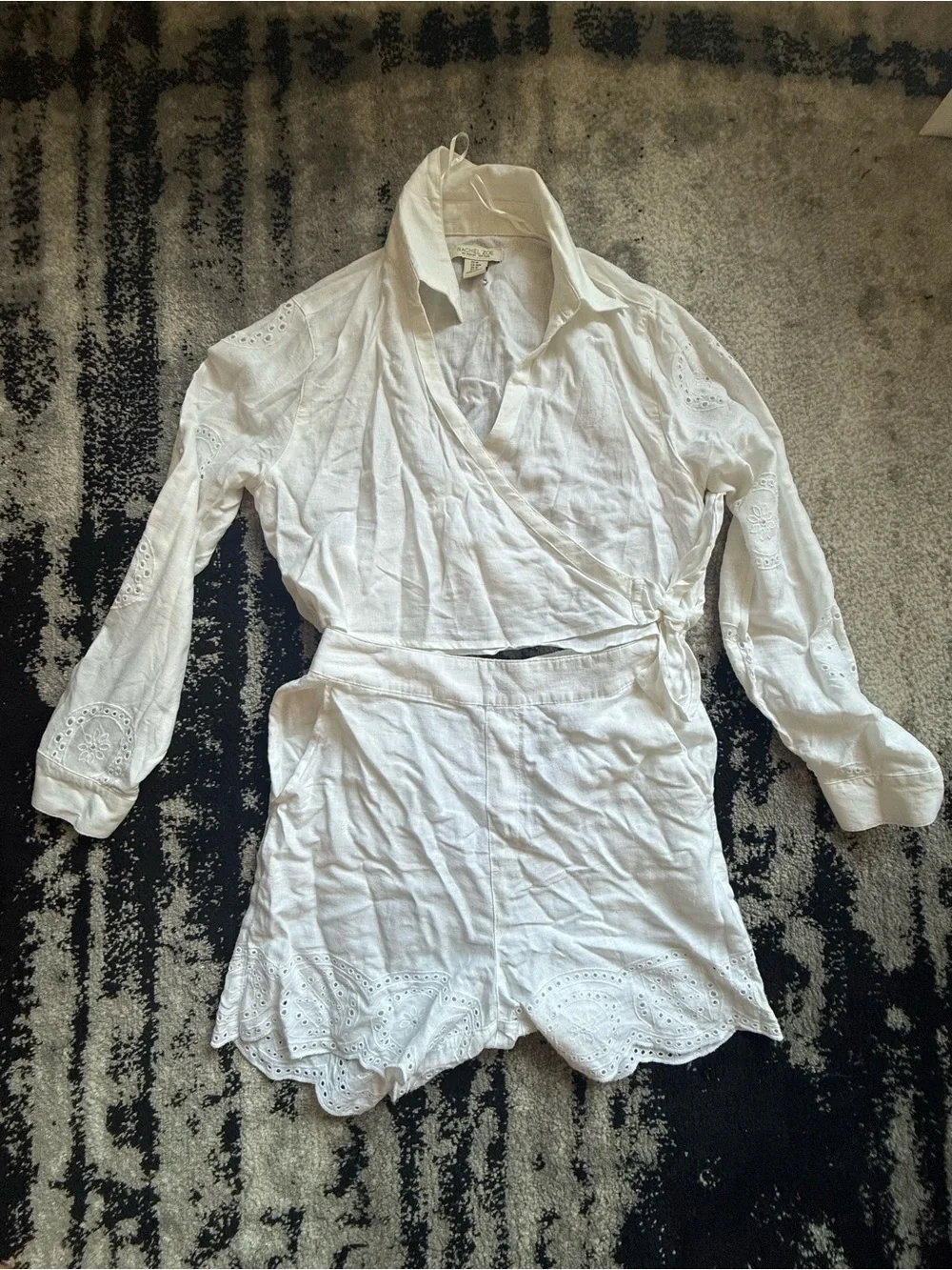 NWOT Rachel Zoe White Linen Blend Shorts Set Size Medium